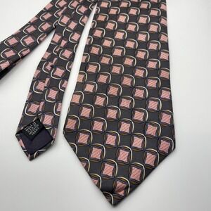 Christian Dior Monsieur Silk Tie Geometric Pattern Gray Pink Blue Men's